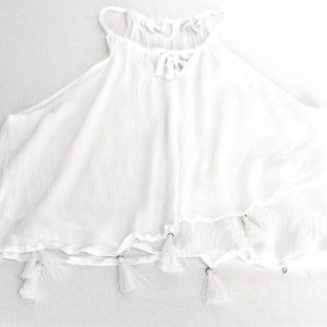 Blush Noir Crop Tank Tassel Top